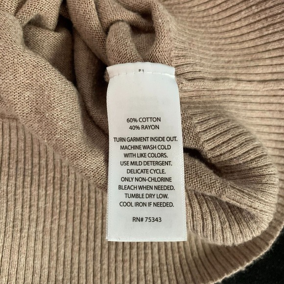 Ruby Moon Sweater Womens Sz L Beige Purple Cowl Neck Buttons Long Sleeve - Picture 7 of 9